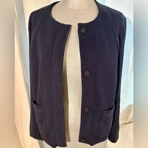 Banana Republic NWT Navy Cotton Stretch Blazer cardigan Office preppy Medium